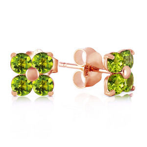 14K. SOLID GOLD STUD EARRINGS WITH NATURAL PERIDOTS (Rose Gold)